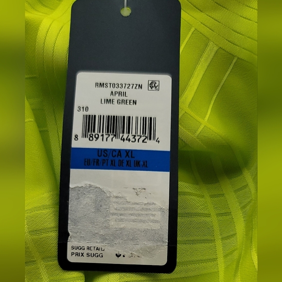 "NWT** RACHEL RACHEL ROY‎ "APRIL" LIME GREEN adjustable strap front tie Camisole - Picture 7 of 9